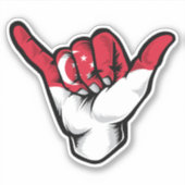 Shaka Hand Singapur Flag Good Vibes Sticker (Vorderseite)