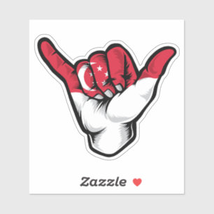Shaka Hand Singapur Flag Good Vibes Sticker