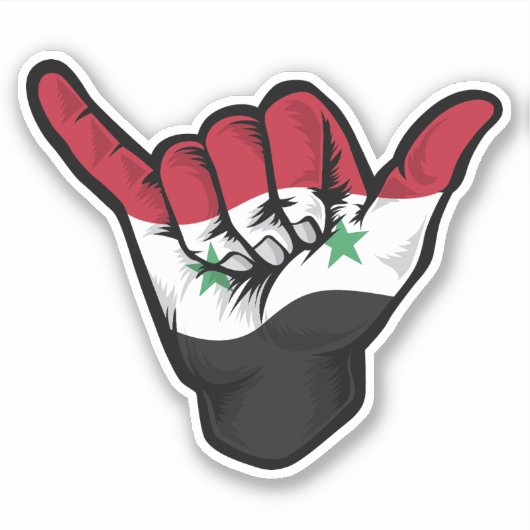 Shaka Hand Syria Flag Good Vibes Sticker (Vorderseite)