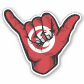 Shaka Hand Tunesische Flag Good Vibes Sticker (Vorderseite)