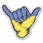 Shaka Hand Ukraine Flag Good Vibes Sticker (Vorderseite)