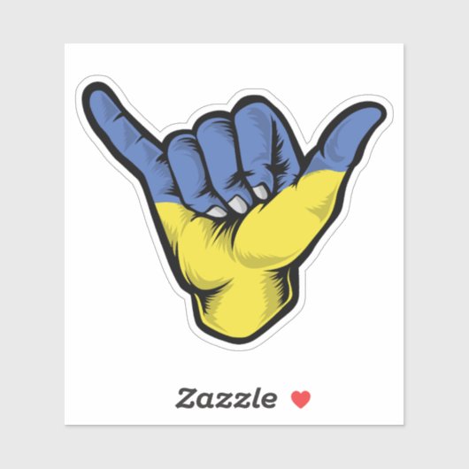 Shaka Hand Ukraine Flag Good Vibes Sticker (Blatt)