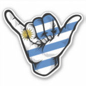 Shaka Hand Uruguay Flag Good Vibes Sticker (Vorderseite)