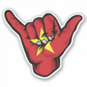 Shaka Hand Vietnam Flag Good Vibes Sticker (Vorderseite)