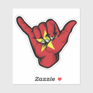 Shaka Hand Vietnam Flag Good Vibes Sticker
