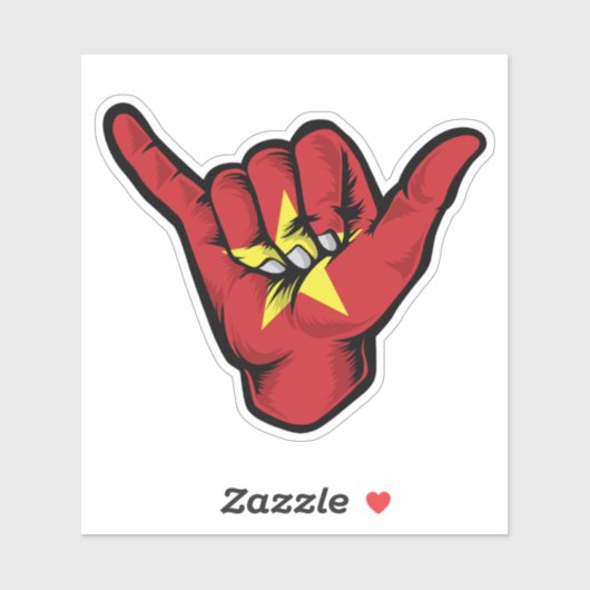 Shaka Hand Vietnam Flag Good Vibes Sticker (Blatt)