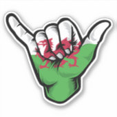 Shaka Hand Wales Flag Good Vibes Aufkleber (Vorderseite)