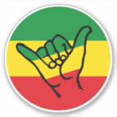 Shaka Hand With Reggae Colors Aufkleber (Vorderseite)