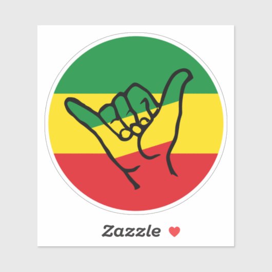 Shaka Hand With Reggae Colors Aufkleber (Blatt)