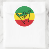 Shaka Hand With Reggae Colors Runder Aufkleber (Tasche)