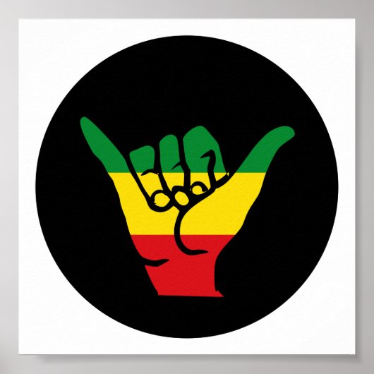 Shaka Hände mit Reggae-Farben Poster (Vorne)