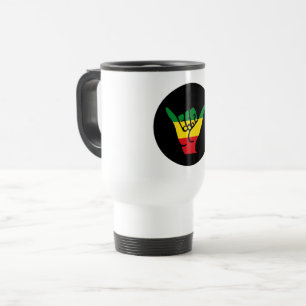 Shaka Hände mit Reggae-Farben Reisebecher