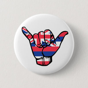 Shaka Hawaii Flag Button