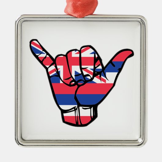 Shaka Hawaii Flag Ornament Aus Metall (Vorne)