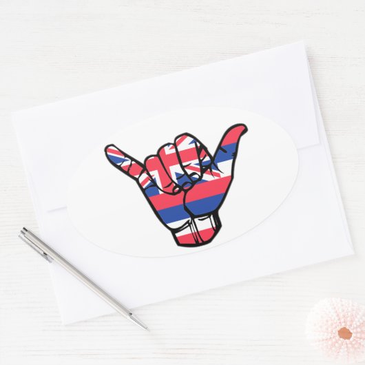 Shaka Hawaii Flag Ovaler Aufkleber (Umschlag)