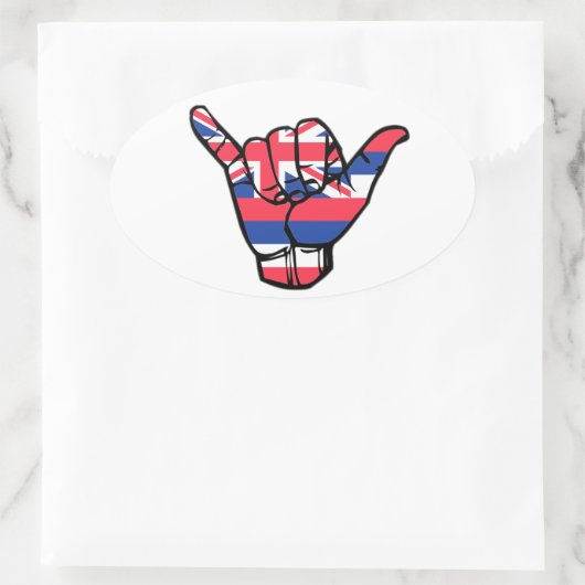 Shaka Hawaii Flag Ovaler Aufkleber (Tasche)