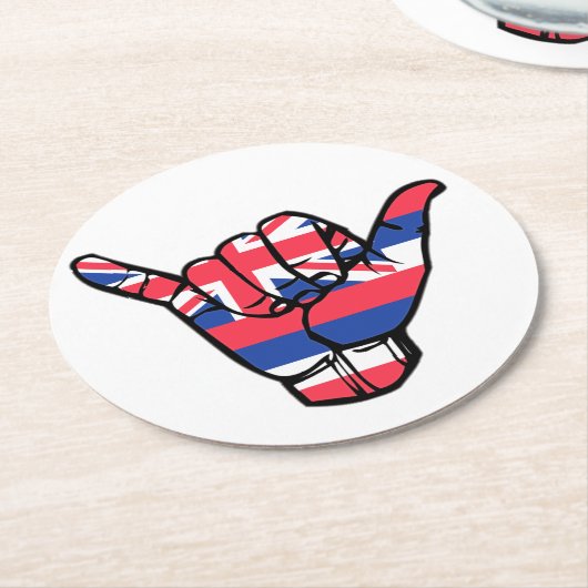 Shaka Hawaii Flag Runder Pappuntersetzer (Angewinkelt)