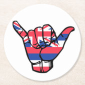 Shaka Hawaii Flag Runder Pappuntersetzer (Vorderseite)