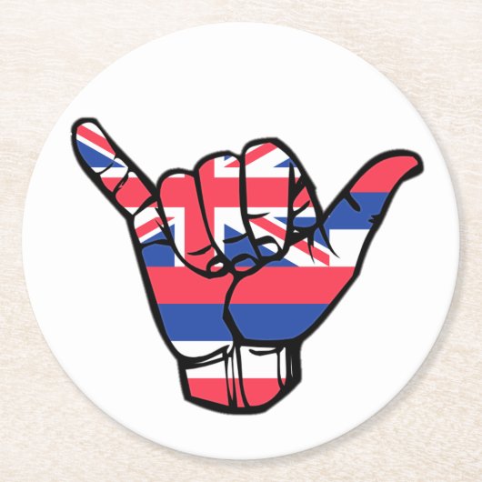 Shaka Hawaii Flag Runder Pappuntersetzer (Vorderseite)