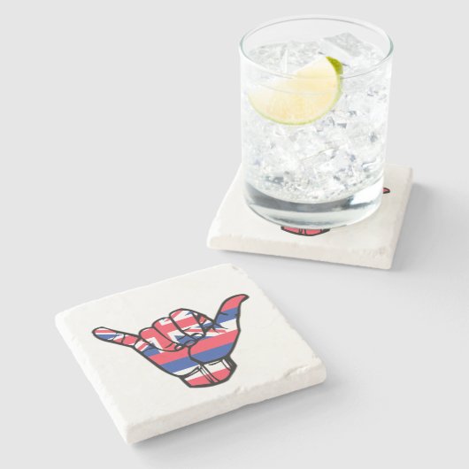 Shaka Hawaii Flag Steinuntersetzer (Seitenansicht)