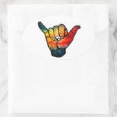 Shaka Rainbow Ovaler Aufkleber (Tasche)