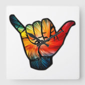Shaka Rainbow Quadratische Wanduhr (Vorderseite)