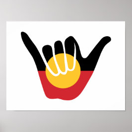 Shaka-Schild der australischen Aborigine-Fahne Poster