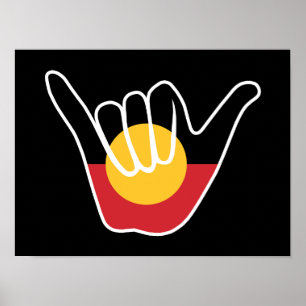 Shaka-Schild der australischen Aborigine-Fahne Poster