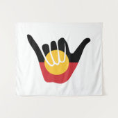 Shaka-Schild der australischen Aborigine-Fahne Wandteppich (Vorderseite (Horizontal))