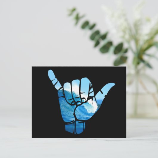 Shaka Sign Wave Rip Curl Postkarte (Stehend Vorderseite)