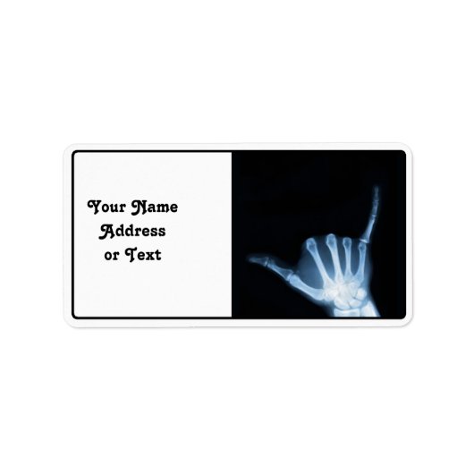 Shaka Sign X-Ray (Hang Loose) Adressaufkleber (Vorne)