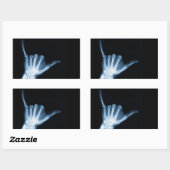 Shaka Sign X-Ray (Hang Loose) Rechteckiger Aufkleber (Blatt)