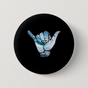 Shaka T-Shirt Ozean Surfen Welle Surfer Hawaii Han Button