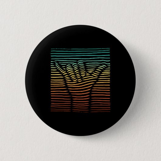 Shaka-Zeichen Sonnenuntergang Hand Linien Locker A Button (Vorderseite)