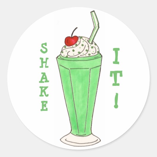 Shake It St Patrick's Day Milkshake Green Kleeblat Runder Aufkleber (Vorderseite)