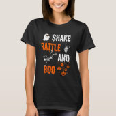 Shake Rattle Boo Dancing Skeleton Ghost Halloween T-Shirt (Vorderseite)