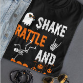 Shake Rattle Boo Dancing Skeleton Ghost Halloween T-Shirt