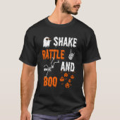 Shake Rattle Boo Dancing Skeleton Ghost Halloween T-Shirt (Vorderseite)