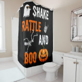 Shake, Rattle, Boo Fun Skeleton Pumpkin, Halloween Duschvorhang (Beispiel)