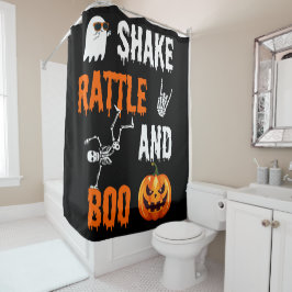 Shake, Rattle, Boo Fun Skeleton Pumpkin, Halloween Duschvorhang