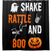 Shake, Rattle, Boo Fun Skeleton Pumpkin, Halloween Duschvorhang (Vorderseite)