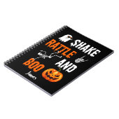 Shake, Rattle, Boo Fun Skeleton Pumpkin, Halloween Notizblock (Linke Seite)