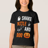 Shake, Rattle, Boo Fun Skeleton Pumpkin, Halloween Tri-Blend Shirt (Vorderseite)