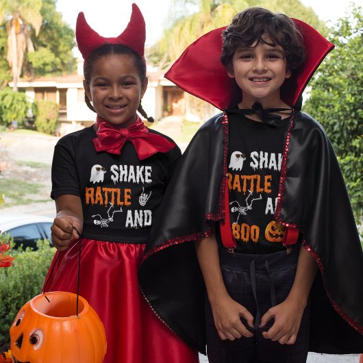 Shake, Rattle, Boo Fun Skeleton Pumpkin, Halloween Tri-Blend Shirt