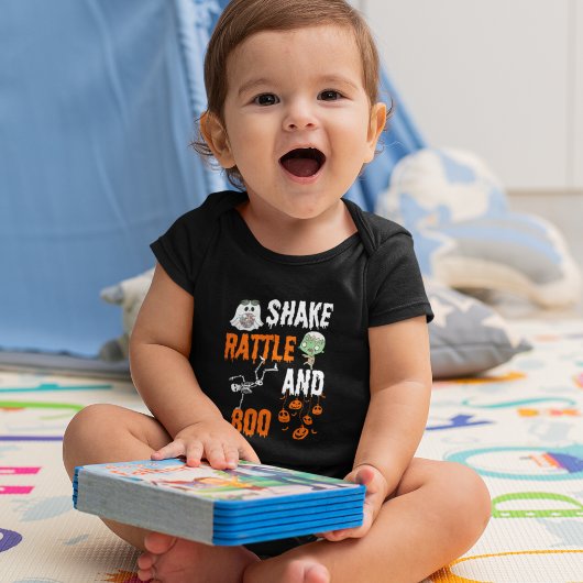 Shake, Rattle, Boo Skeleton Zombie Fun Halloween Baby Strampler
