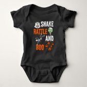 Shake, Rattle, Boo Skeleton Zombie Fun Halloween Baby Strampler (Vorderseite)
