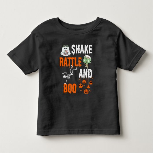 Shake, Rattle, Boo Skeleton Zombie Fun Halloween Kleinkind T-shirt (Vorderseite)
