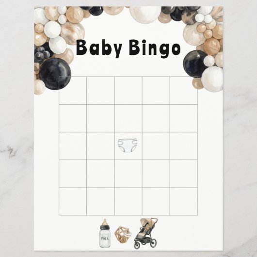 Shake, Rattle, Roll & Luftballonbogen Baby Bingo Flyer (Vorne)