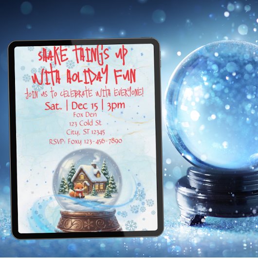 Shake Things Up Holiday Fun, Snow Globe Fox Einladung