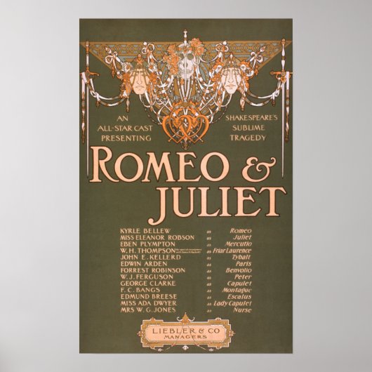 Shakepeares Sublime Tragedy "Romeo & Julia" Poster (Vorne)